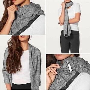 Lululemon Vinyasa Scarf Infinity Wrap Heathered Grey OS Snap Design Convertible